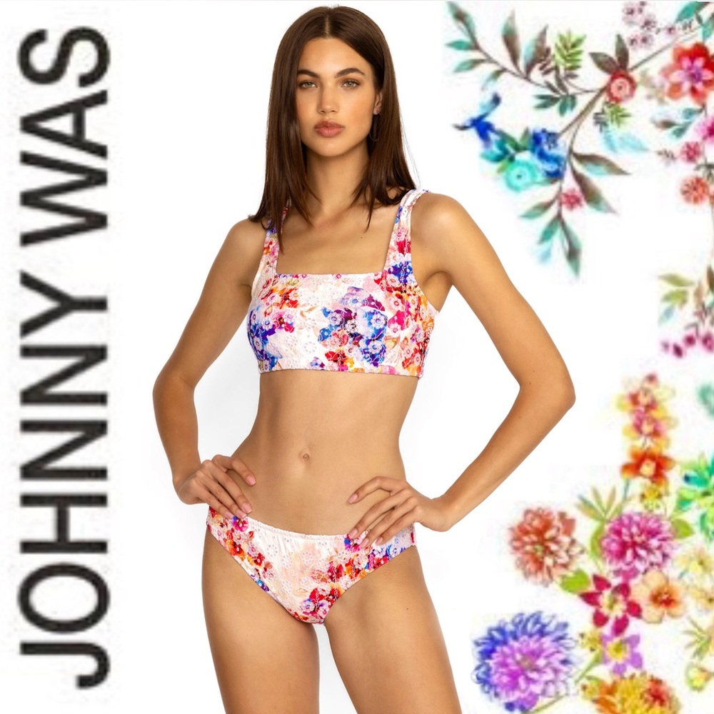 JOHNNY WAS "Summer Days" Eyelet Bikini Set, NWT, Size Small